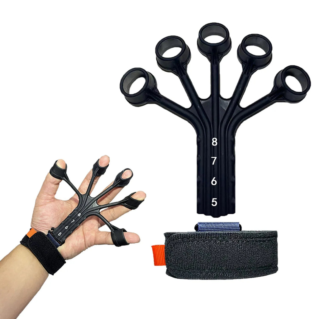 Silicone finger flexion and extension trainer with tension rope system for adult hand rehabilitation