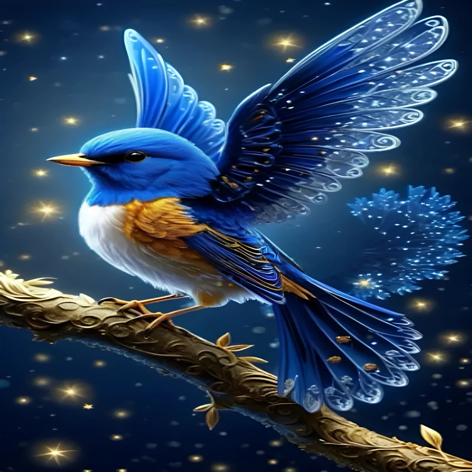 Blue Bird diamond painting on 60x100cm canvas with internal framework, modern simplicity design