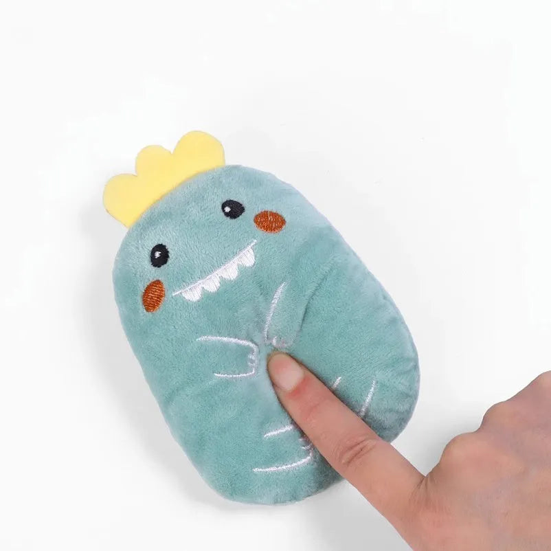 Teeth-grinding catnip toy plush interactive with vocal squeaker for cats brown colour 11x8x4.5cm