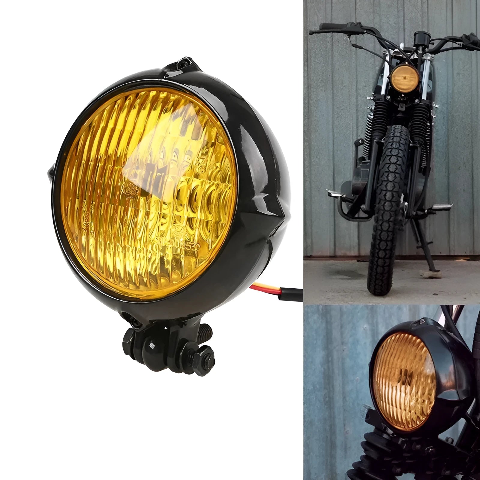 Black electroplated Harley motorcycle halogen headlights with cast aluminium construction
