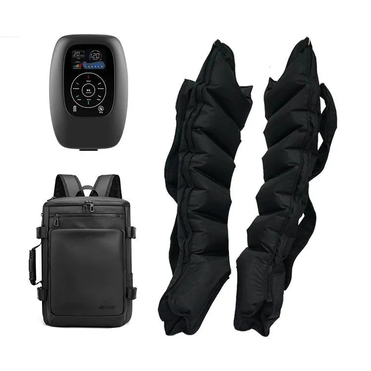 Air wave pressure massager set with control unit, handheld remote, leg arm and waist wraps in multiple sizes
