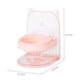 Grey cat ear anti-spill feeding bowl with adjustable height and removable hanging cage attachment