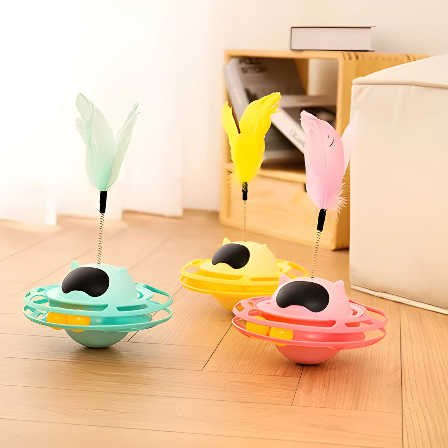 Pink self-hi tumbler turntable cat toy for kittens and cats