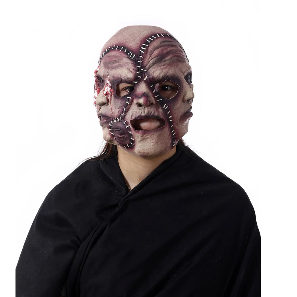 Halloween three-sided grimace horror mask made of natural latex for adults