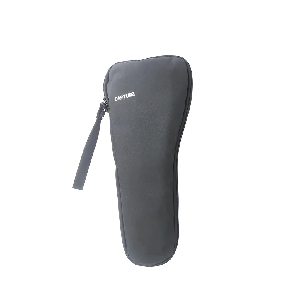 Black cloth storage bag for a mobile phone stabiliser and camera accessories.