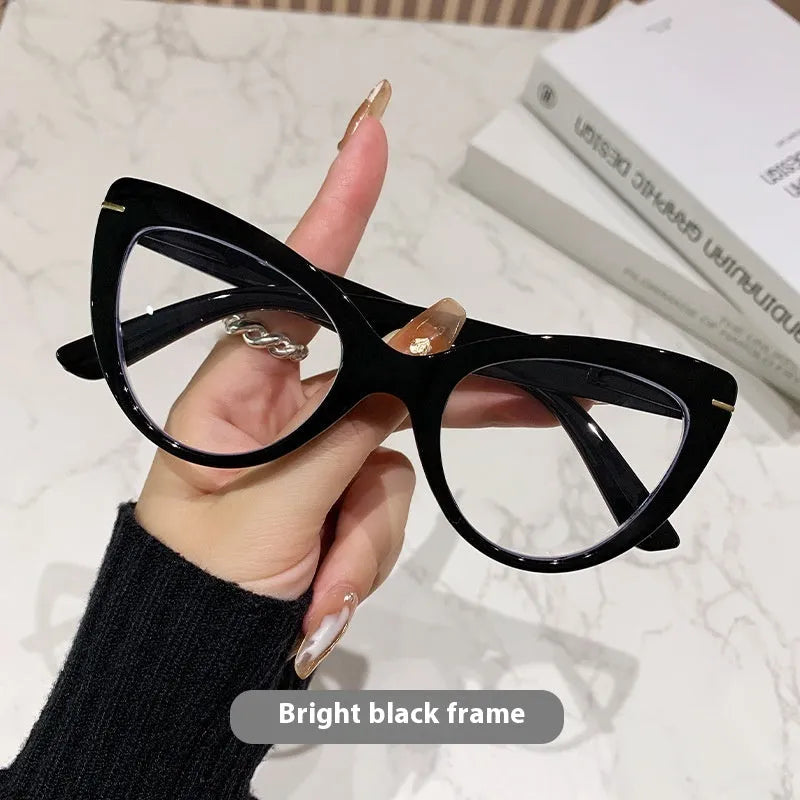 Women's large cat's eye frame presbyopic glasses with dragon and phoenix decorative motifs in multiple colour options
