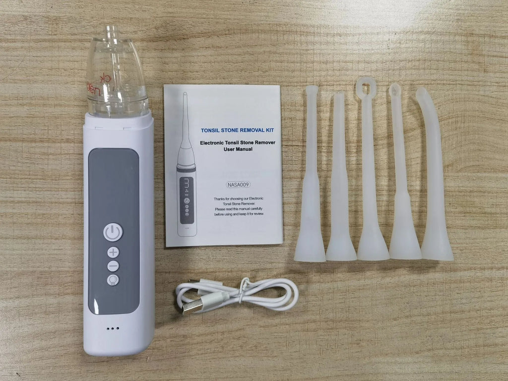 Milky white metal tonsil stone removal tool oral cleaning kit