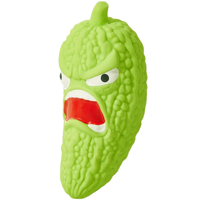 Bitter melon and chili pepper design dog chew toy with pet sound feature for teeth cleaning
