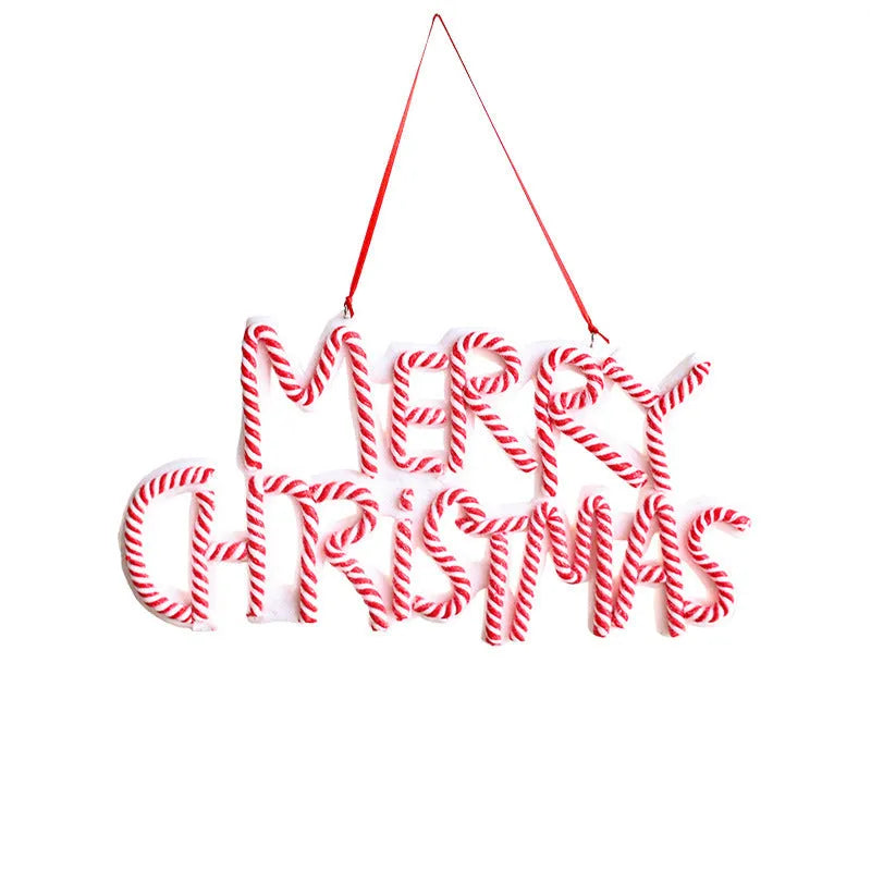 Polymer clay Christmas tree ornament with Merry Christmas letter plate, red and white colour, 8cm height