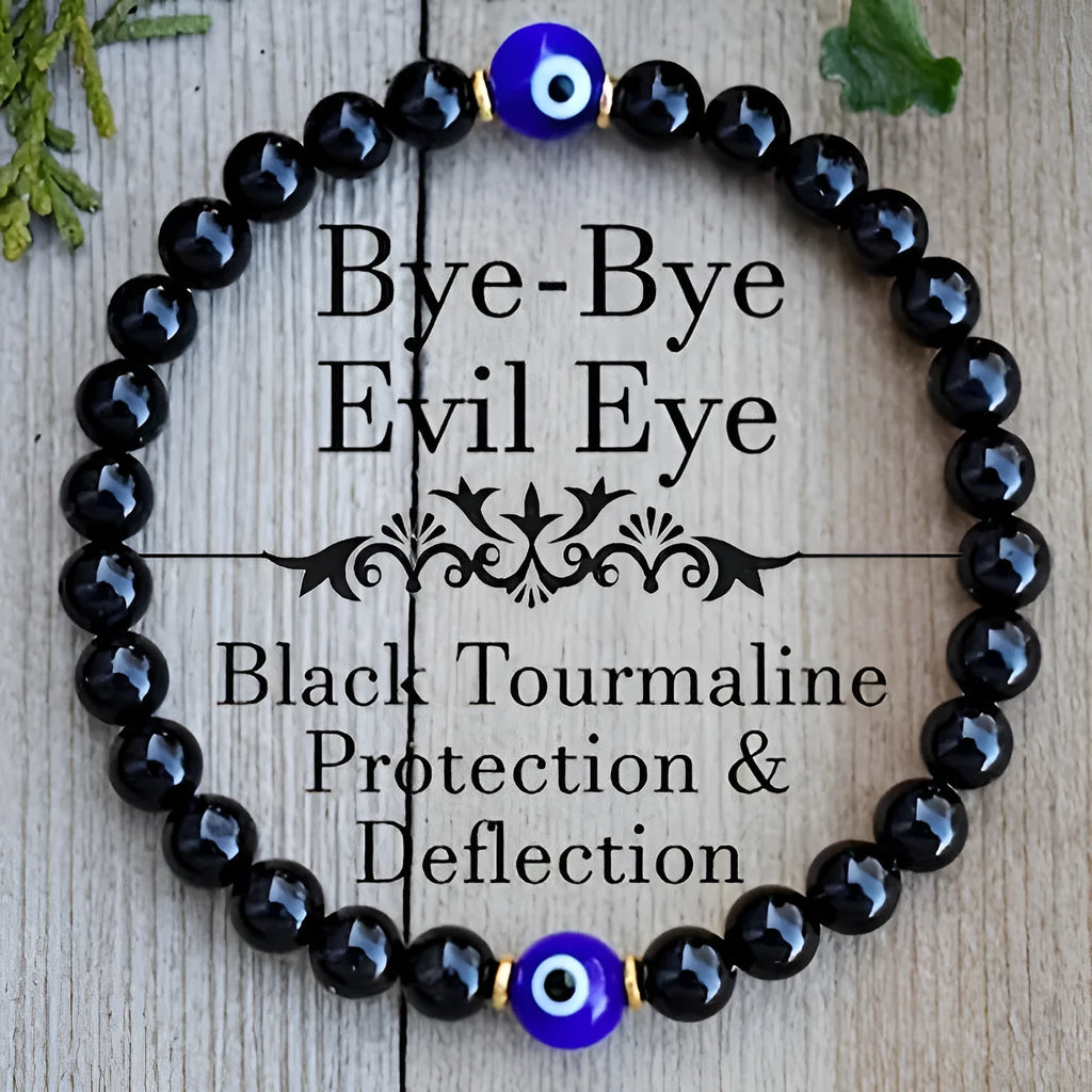 Fashion Devil's Eye 8mm obsidian beaded bracelet for men, geometric black evil eye design