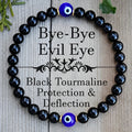 Fashion Devil's Eye 8mm obsidian beaded bracelet for men, geometric black evil eye design