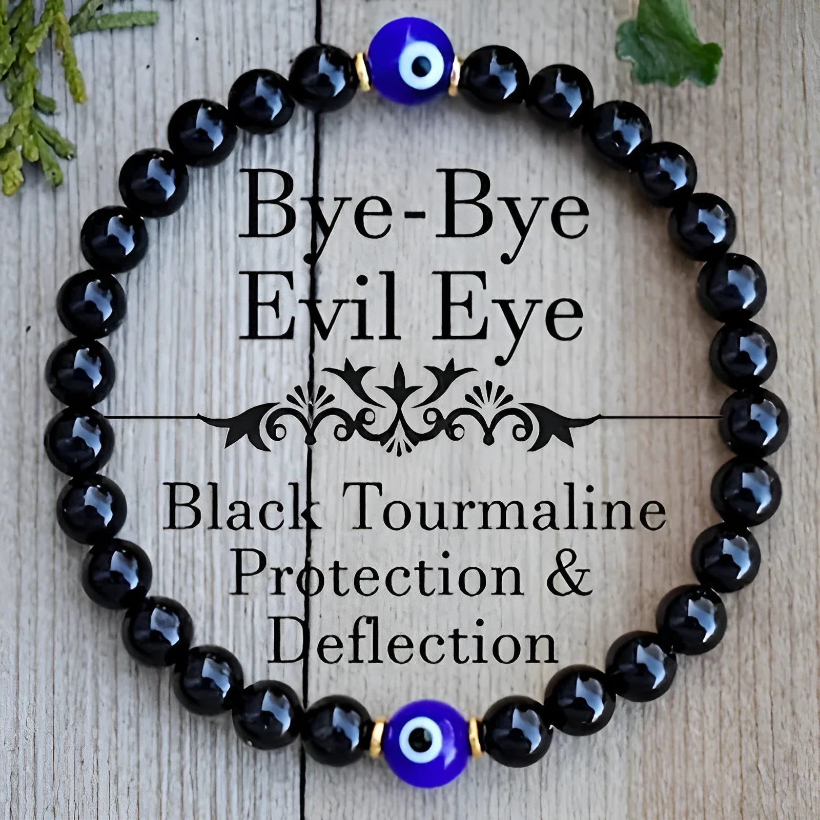 Fashion Devil's Eye 8mm obsidian beaded bracelet for men, geometric black evil eye design