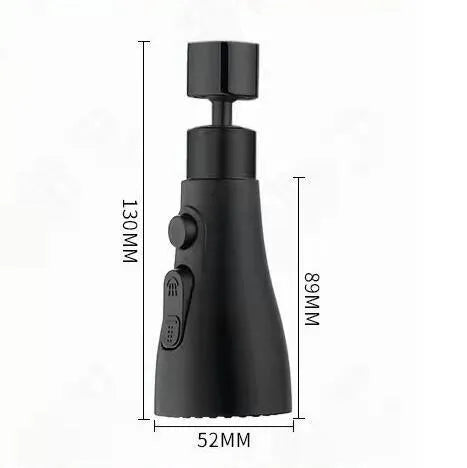 Universal pressurized faucet sprayer in matte black with 360-degree rotating head on a kitchen sink
