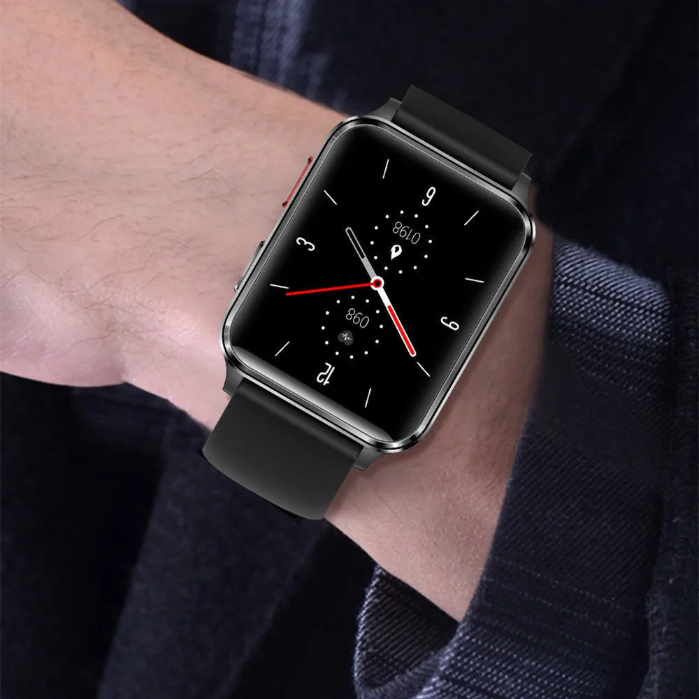 Multi-sport watch with 1.70-inch tempered glass screen and choice of silicone or leather wristbands
