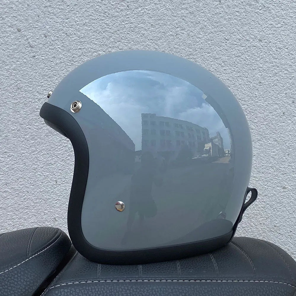FRP retro-style half motorcycle helmet for electric bike commuting in multiple colour options