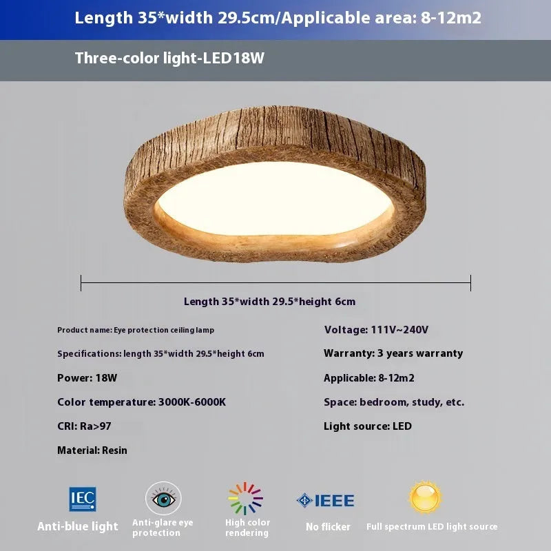 Round wood grain finish ceiling lamp in new Chinese style design