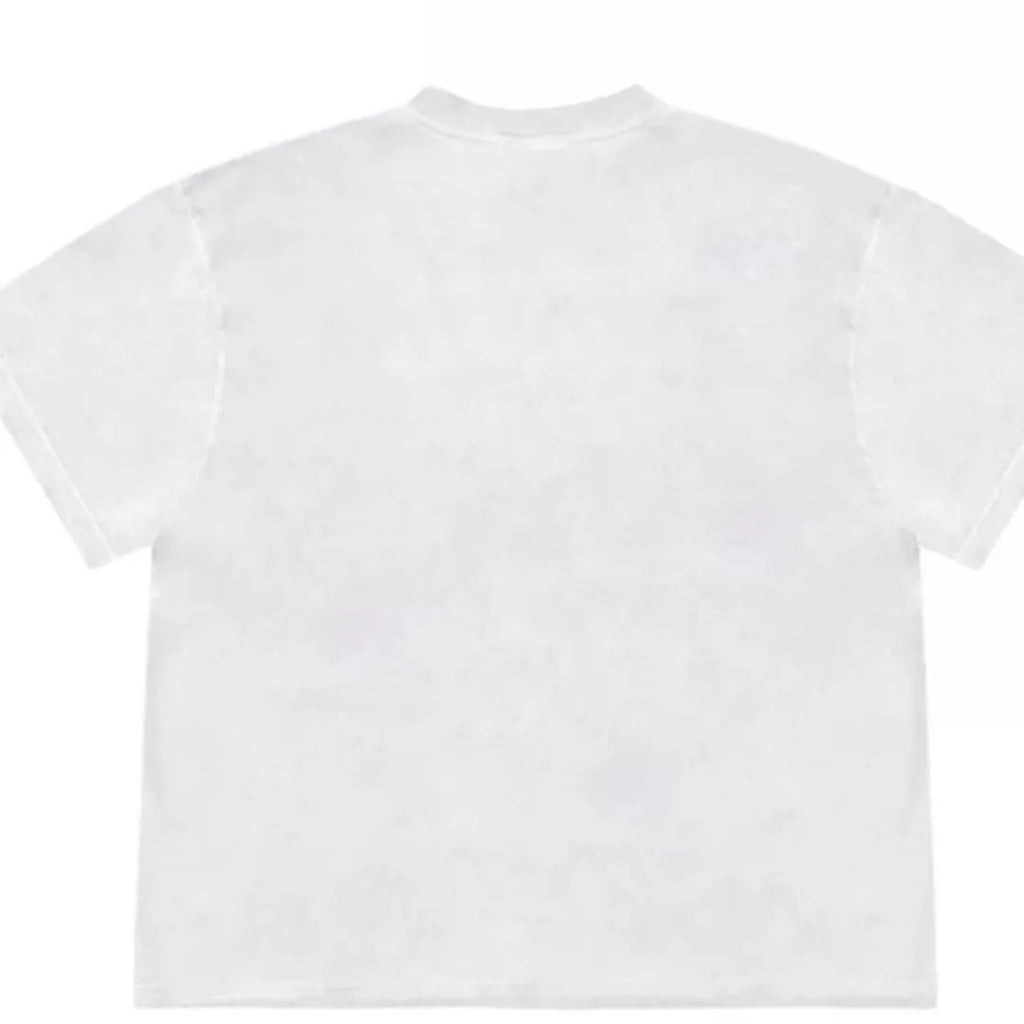 Loose fit blueberry patchwork short sleeve T-shirt with floral patterns on Ice Oxygen Cotton fabric.