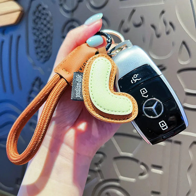 Leather keychain with letter O clip on a metal keyring, personalisation initial charm