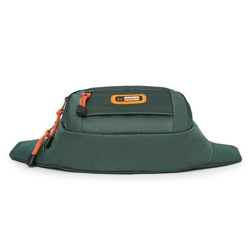 Large capacity waterproof slanted chest bag in nylon with polyester lining available in black, blue, gray, green