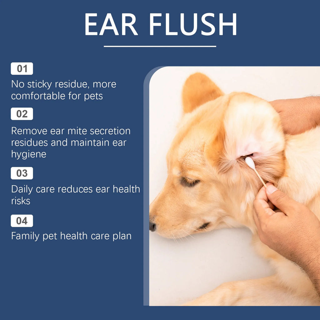 100ml bottle of gentle dog and cat ear cleaner solution for removing earwax