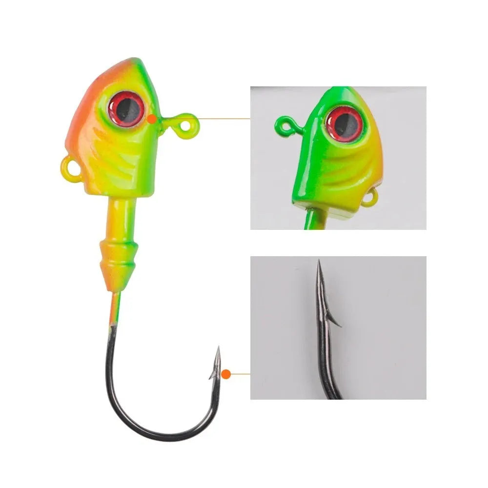 Simulation Yayu shaped lead head hook fishing jig in blue silver yellow 7 weight options