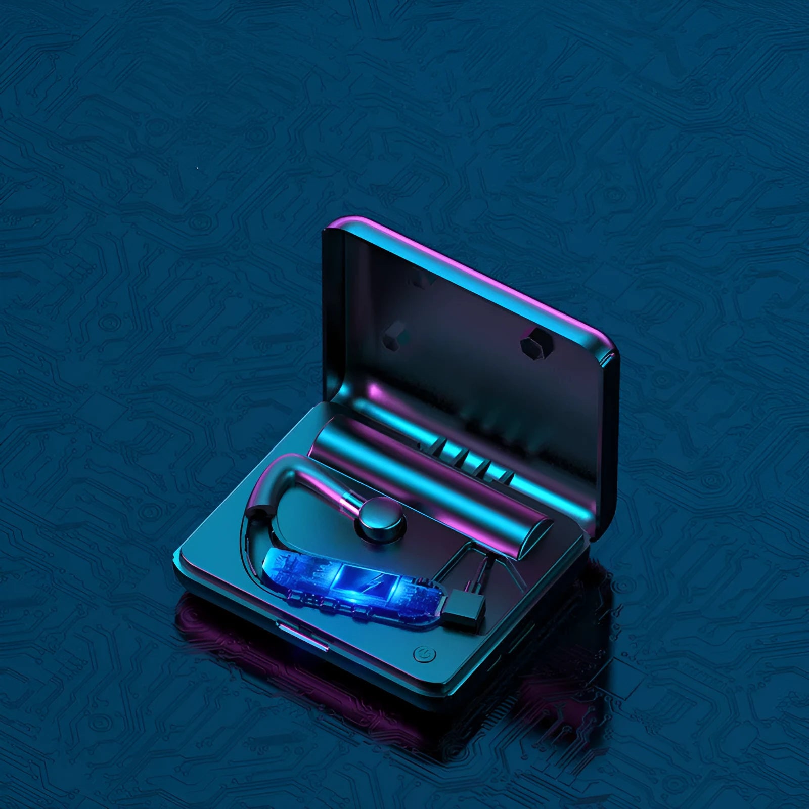 Black Bluetooth earphones with hanging ear design and silicone ear caps