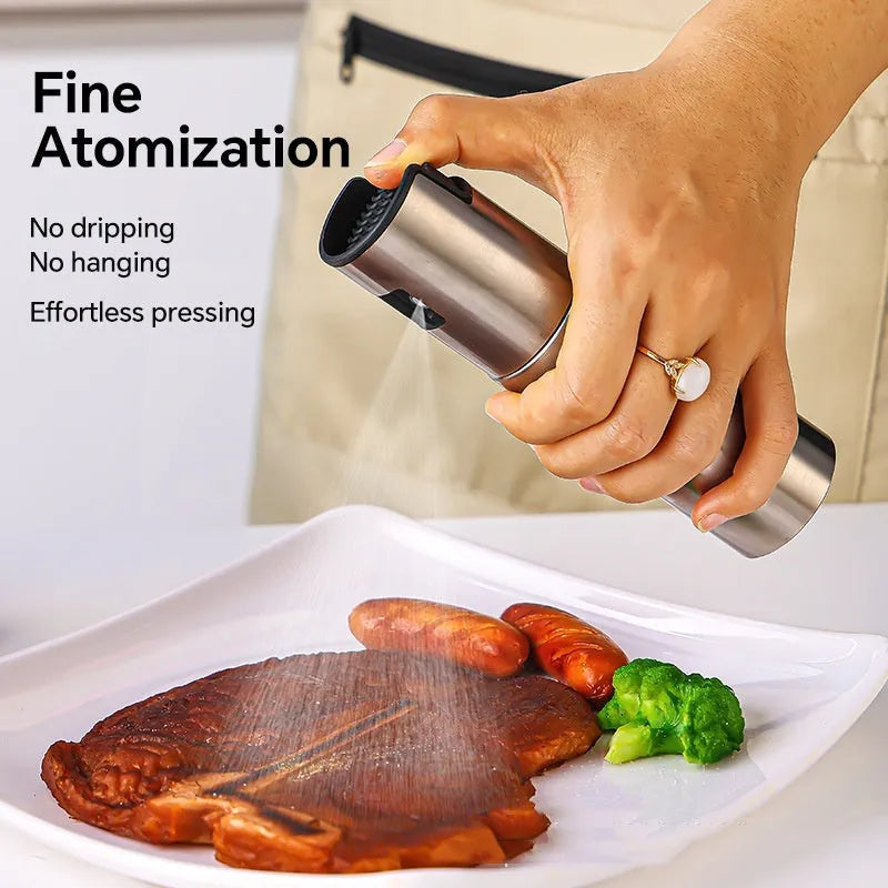 Press-type oil injection bottle 100ml glass with stainless steel visual scale for kitchen use