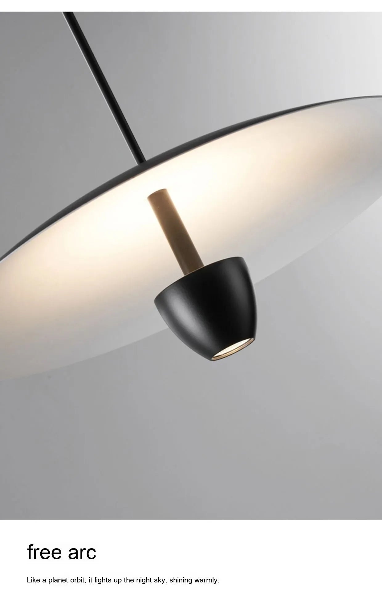 Black modern minimalist Nordic chandelier ceiling light fixture with 400mm diameter.