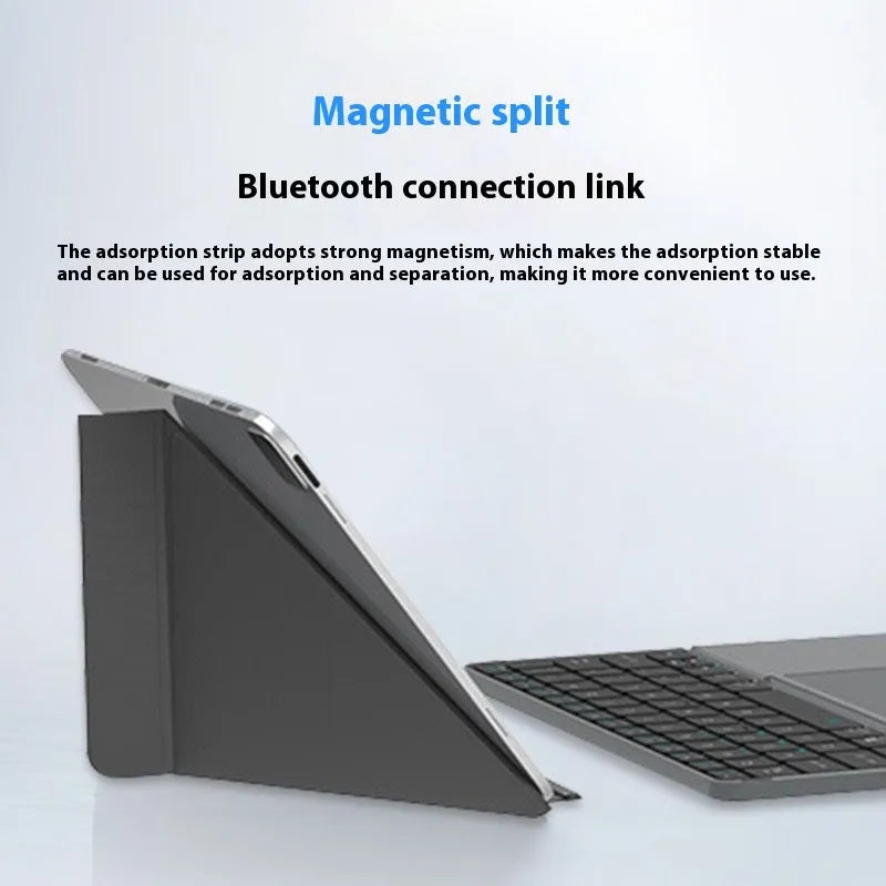 Space grey folding Bluetooth wireless keyboard for mobile phones and tablets