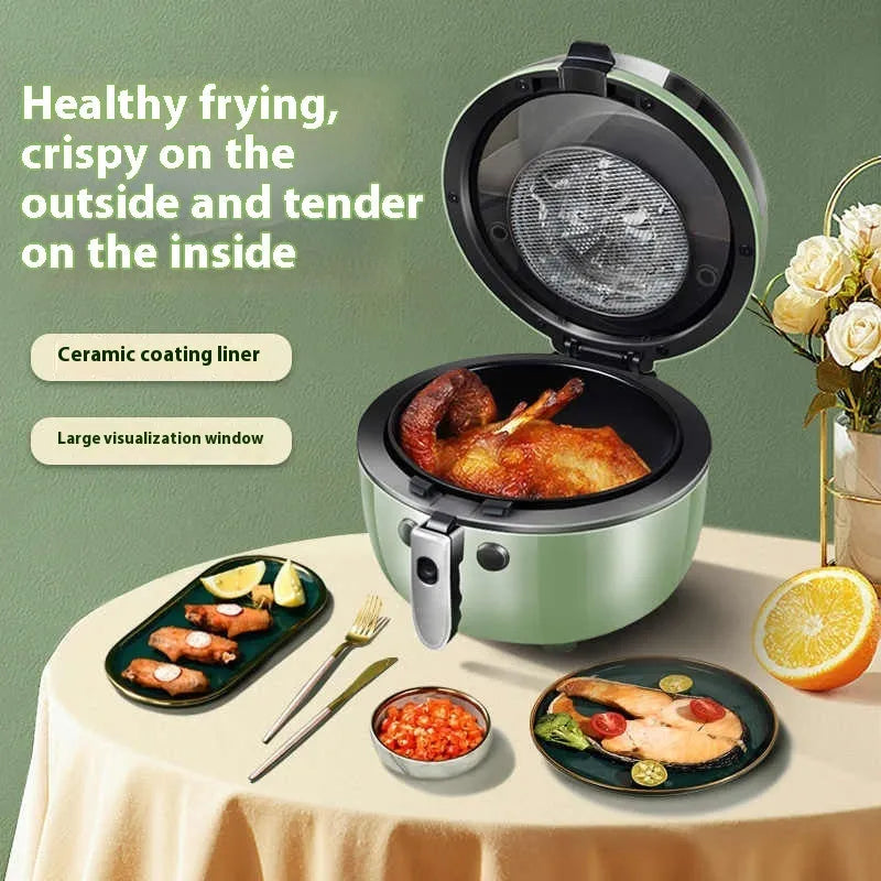 8-litre air fryer oven with transparent cooking window and mechanical button controls