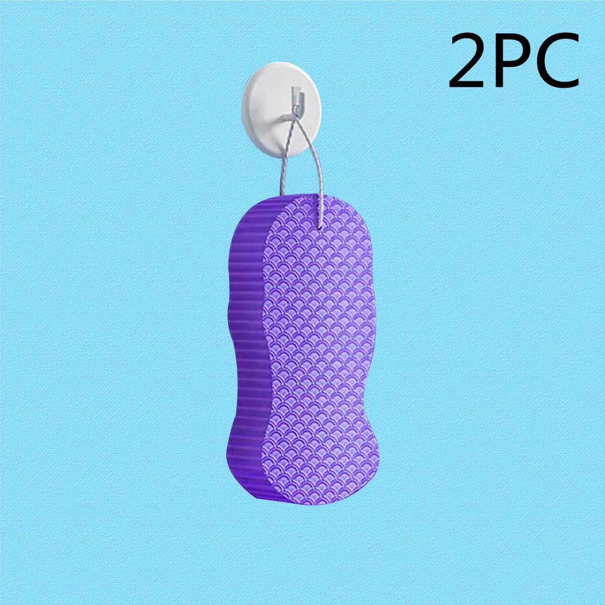 3D fish scale pattern bath sponge in multiple colours for gentle body exfoliation