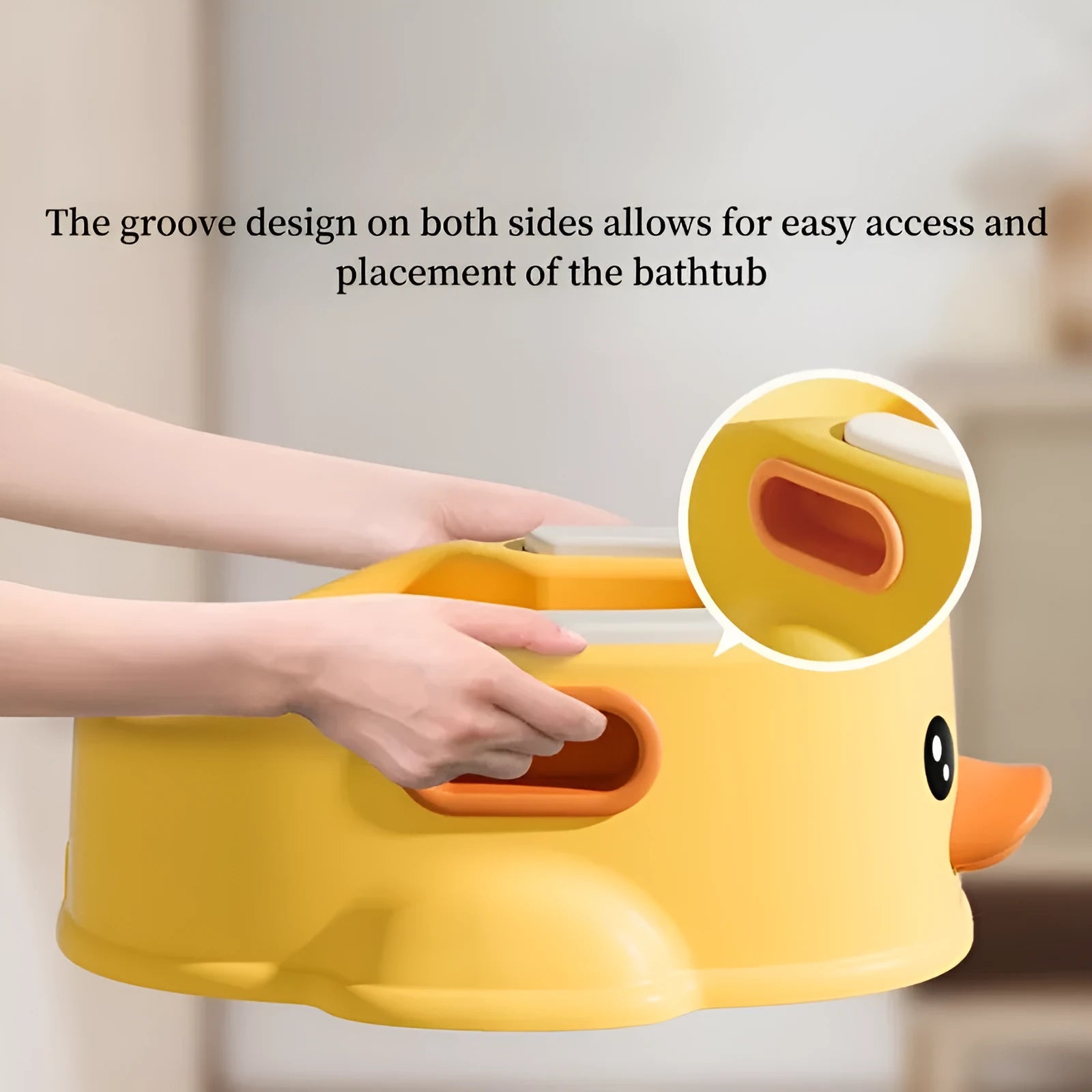 Blue duck-shaped PVC bathtub for washing a small dog or cat.