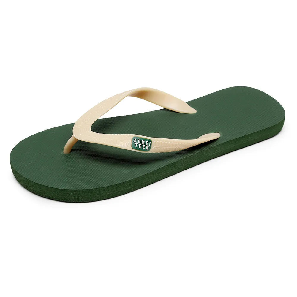 Men's non-slip rubber flip-flop beach slippers with EVA upper in gray, open-toe style