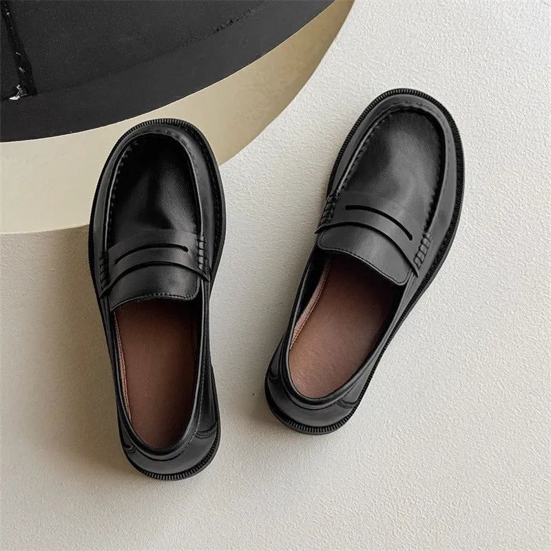 Men's slip-on retro casual shoes in beige, microfiber upper, rubber sole, side view