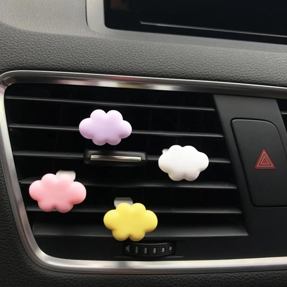 Resin car fragrance clip with cartoon Baiyun design in light green colour