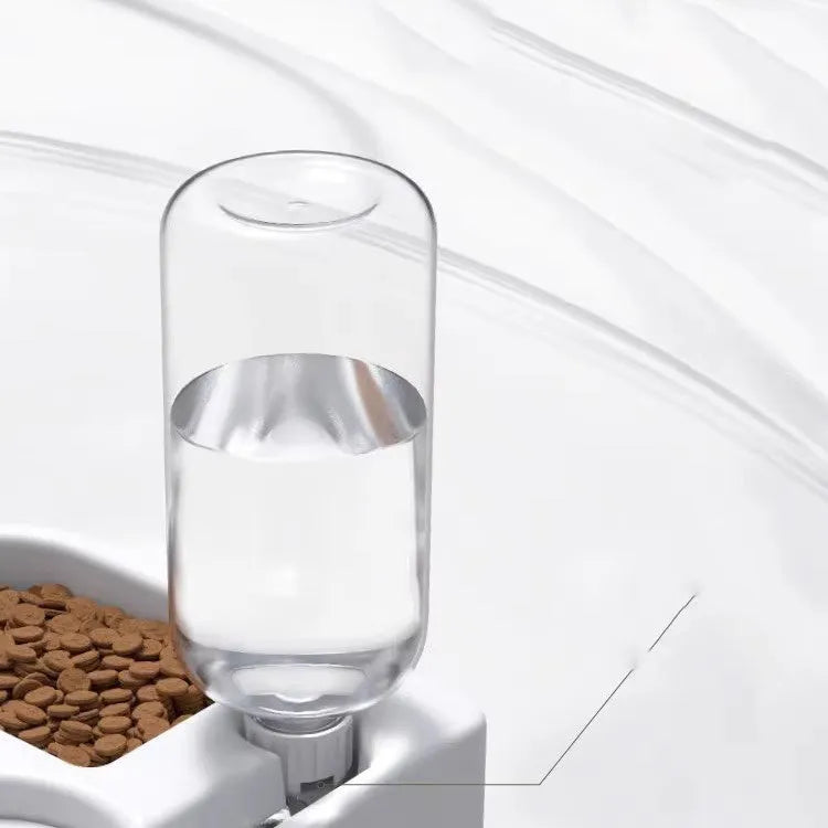 White cat water fountain with food-grade materials and compact design on a kitchen counter.