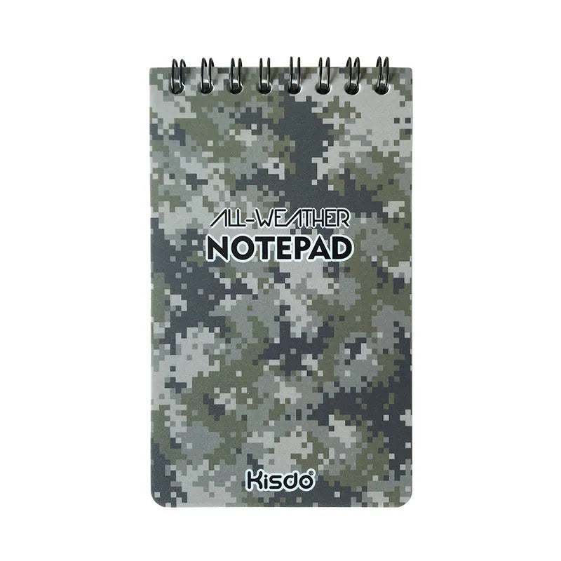 Waterproof spiral office notepad in camouflage colour with PP cover and stone paper pages