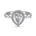 S925 sterling silver drop-shaped diamond zircon ring for women light luxury style
