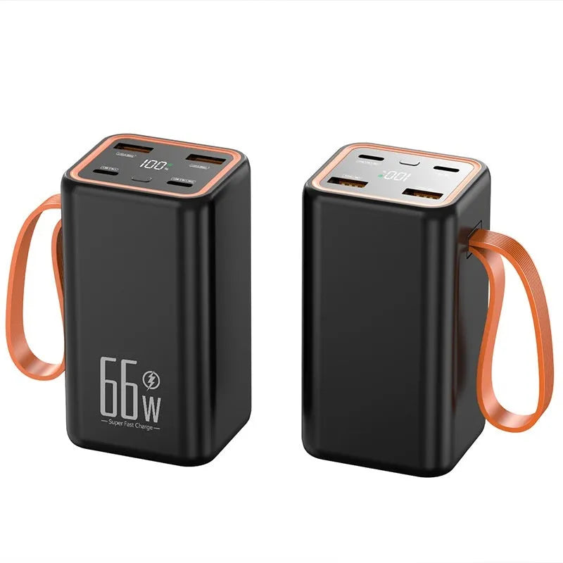 Black and white 20000 mAh fast charge portable power bank with creative design