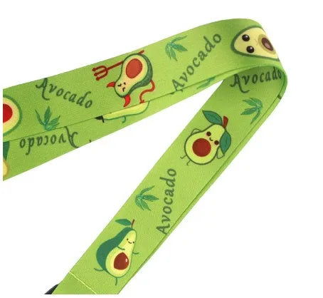Fruit avocado cartoon double-sided polyester buckle mobile phone lanyard 45cm on white background