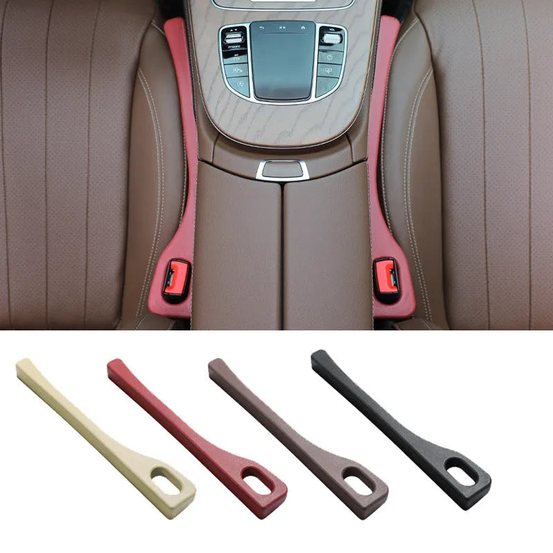 Polyurethane car seat gap strips in multiple colours preventing items falling between vehicle seats
