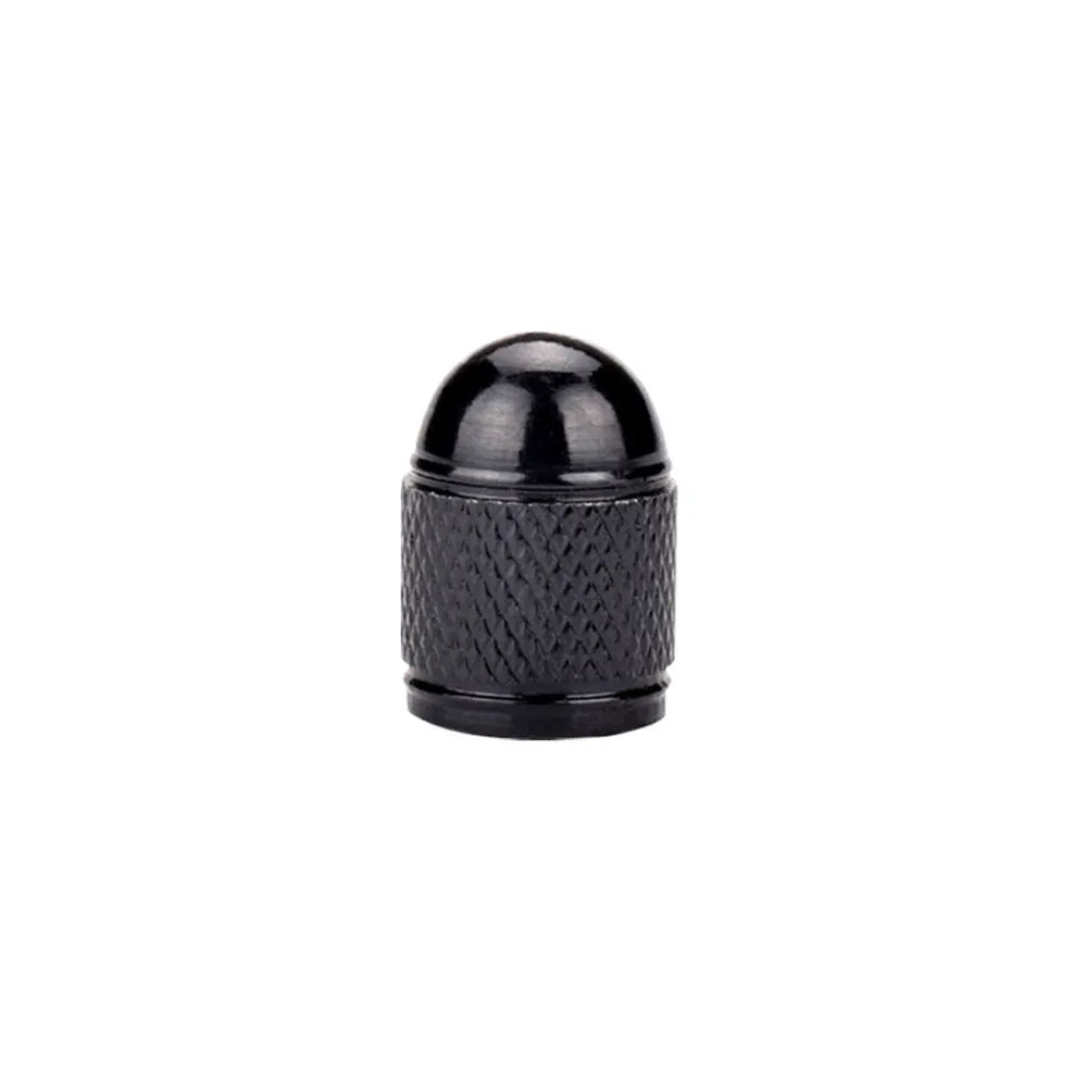 Aluminium alloy mountain bike tyre valve cap in black, blue, gold, red, and silver colour options.