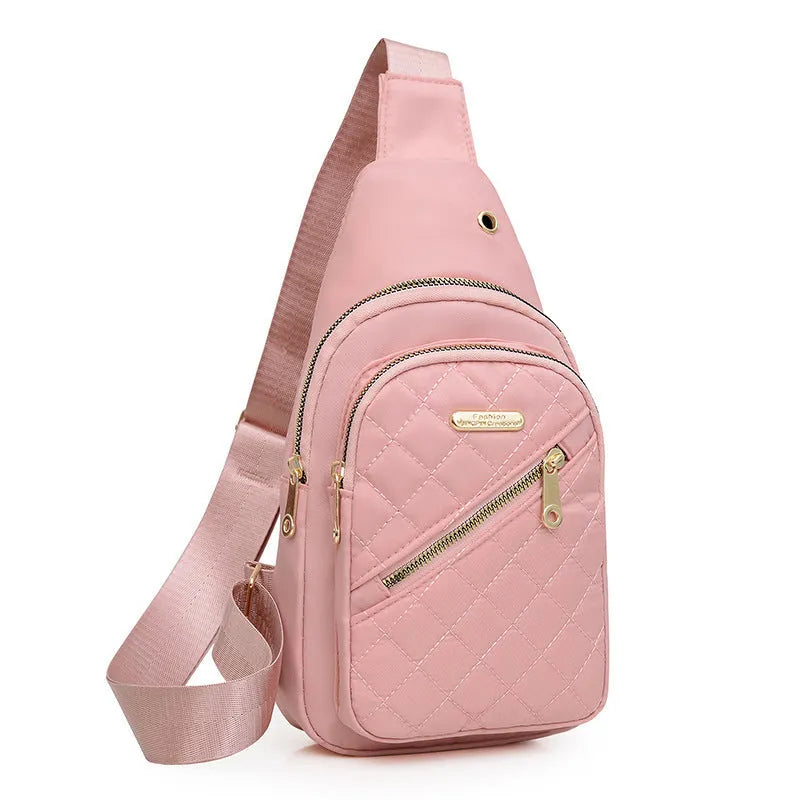 New crossbody sports chest bag in Oxford cloth with plaid design, multiple colours available for daily use.