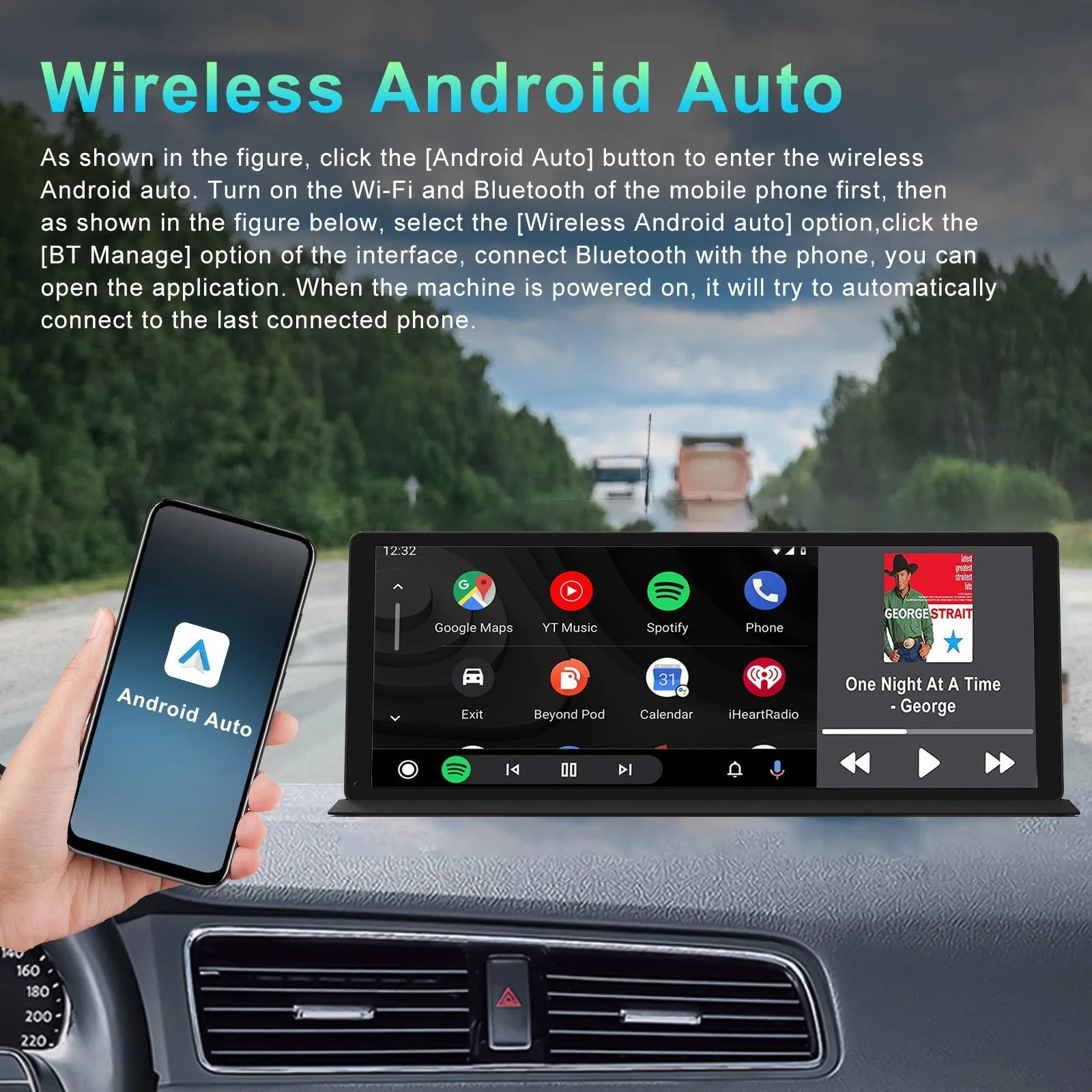 11.3 inch black plastic touch screen dashcam with GPS navigation on car centre console