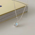 Women's silver geometric pendant necklace with adjustable curb chain in 925 sterling silver