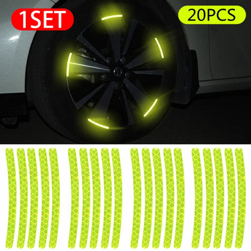 20PCs car wheel hub reflective stickers PVC material arc-shaped design in various colours