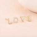 Gold plated alphabet letter earring showing a single charm on a stud or hook finding.