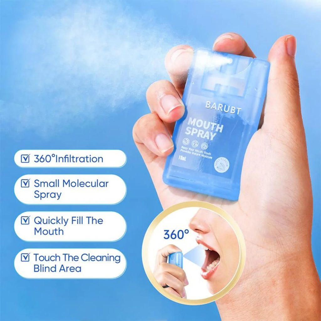 Portable oral spray breath freshener in compact bottle for dating and party use