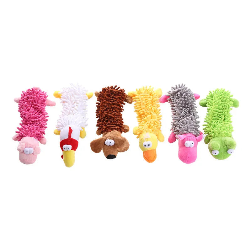 Plush microfiber dog bite toy in horse molar shape, brown dog colour variant, isolated on white background
