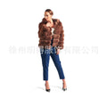Women's artificial fur hooded coat in loose street fashion style with 65cm length